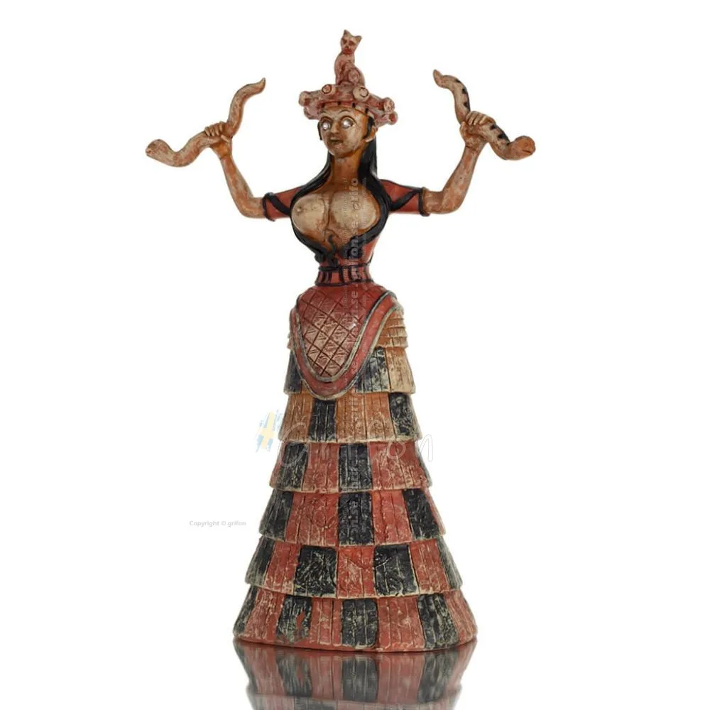Snake Goddess, Goddess of Fertility 30cm Full Alabaster Statyette, Minoisk Civilisation, Antika Grekland Polyester 2 - grifon.se