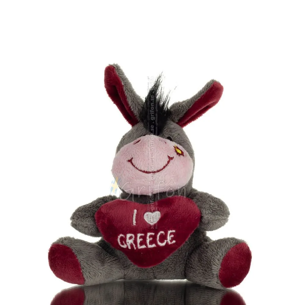 Donkey Sitting Plush Soft Cuddly Plush Toy Stuffed Animal for Kids 12cm I LOVE GREECE Soft and other toys 1 - grifon.se 