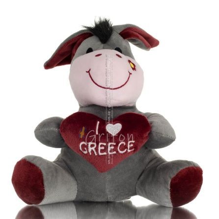 Donkey Sitting Plush Soft Cuddly Plush Toy Stuffed Animal for Kids 22cm I LOVE GREECE Soft and other toys 1 - grifon.se