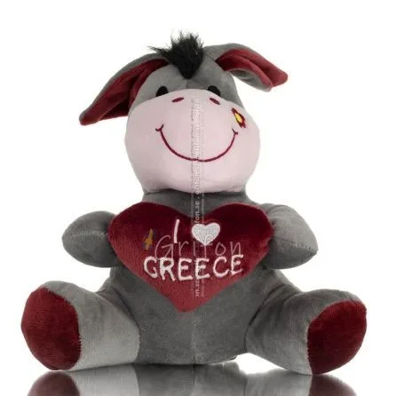 Donkey Sitting Plush Soft Cuddly Plush Toy Stuffed Animal for Kids 22cm I LOVE GREECE Soft and other toys 1 - grifon.se 