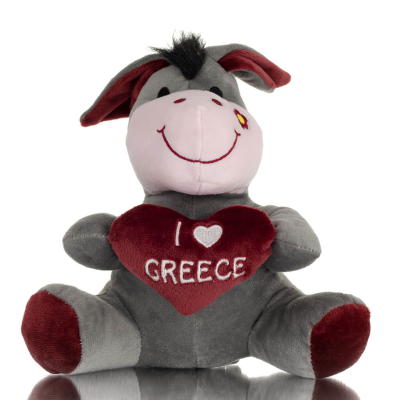 Donkey Sitting Plush Soft Cuddly Plush Toy Stuffed Animal for Kids 22cm I LOVE GREECE Soft and other toys 1 - grifon.se 