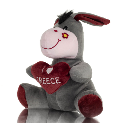 Donkey Sitting Plush Soft Cuddly Plush Toy Stuffed Animal for Kids 22cm I LOVE GREECE Soft and other toys 2 - grifon.se 