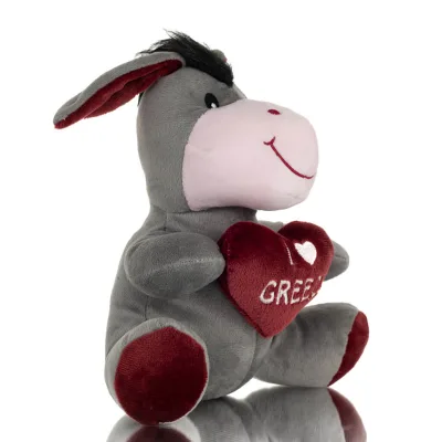 Donkey Sitting Plush Soft Cuddly Plush Toy Stuffed Animal for Kids 22cm I LOVE GREECE Soft and other toys 6 - grifon.se 