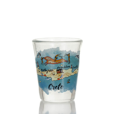 Transparent glass shot glass with Crete print, kitchen, raki, tsikoudia, shot glass Kitchen & glasses 1 - grifon.se 