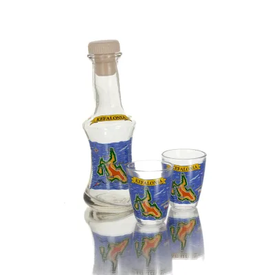 Karaff Set med 2 shots genomskinligt glas med tryck, kök, raki, tsikoudia Kök & glas 2 - grifon.se 