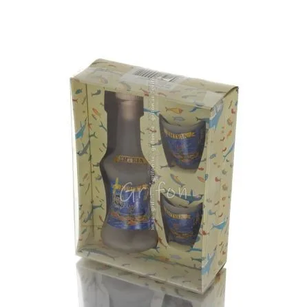 Karaff Set med 2 shots genomskinligt glas med tryck, kök, raki, tsikoudia Kök & glas 1 - grifon.se 