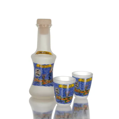 Carafe Set of 2 shots transparent glass with print, kitchen, raki, tsikoudia Kitchen & glasses 2 - grifon.se 