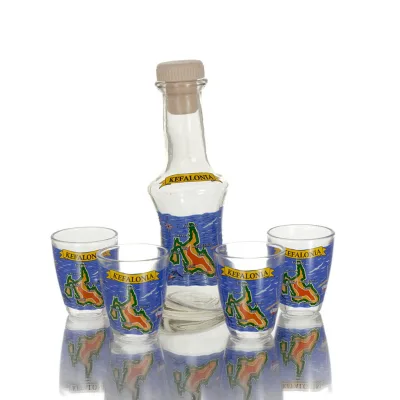 Karaff Set med 4 shots genomskinligt glas med tryck, kök, raki, tsikoudia Kök & glas 2 - grifon.se 