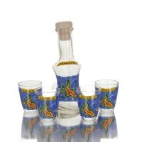 Karaff Set med 4 shots genomskinligt glas med tryck, kÃ¶k, raki, tsikoudia KÃ¶k & glas 2 - grifon.se 