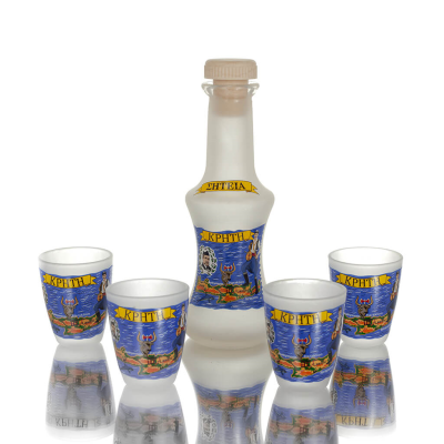 Carafe Set of 4 shots transparent glass with print, kitchen, raki, tsikoudia Kitchen & glasses 2 - grifon.se 