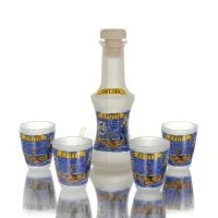 Καραφάκι Σετ 4 σφηνάκια διαφανές γυάλινο με στάμπα, κουζίνα, ρακί, τσικουδιά Κουζίνας κ υαλικά 2 - grifon.se 