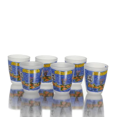 Shotglasögon Set med 6 st genomskinligt glas med tryck, kök, raki, tsikoudia, snapsglas Kök & glas 2 - grifon.se 