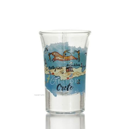 Transparent glas snapsglas med Kreta tryck 7cm, kök, raki, tsikoudia, snapsglas Kök & glas 1 - grifon.se