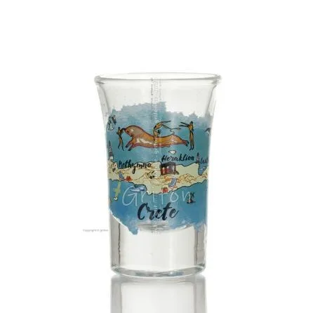 Transparent glas snapsglas med Kreta tryck 7cm, kök, raki, tsikoudia, snapsglas Kök & glas 1 - grifon.se 