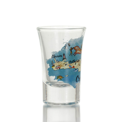 Transparent glass shot glass with Crete print 7cm, kitchen, raki, tsikoudia, shot glass Kitchen & glasses 2 - grifon.se 