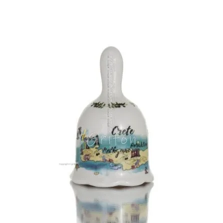 Καμπανάκι με Crete στάμπα 8,5εκ New Bone China σαν πορσελάνη, διακοσμητικό Κουζίνας κ υαλικά 1 - grifon.se 