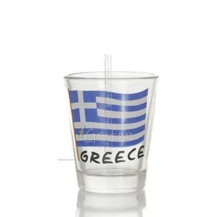 Σφηνάκι διαφανές γυάλινο 6εκ με στάμπα Σημαία, κουζίνας, ρακί, τσικουδιά, σφηνοπότηρο Κουζίνας κ υαλικά 1 - grifon.se 