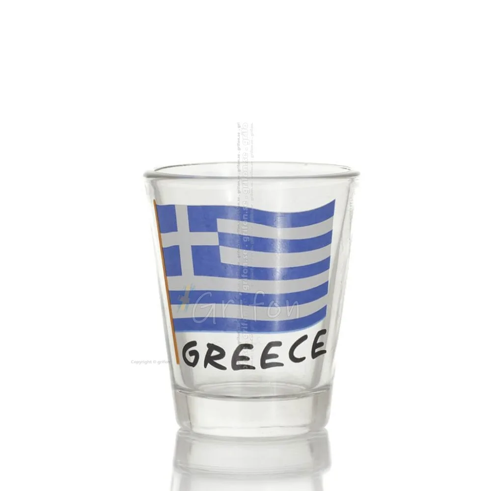 Klart glas 6 cm snapsglas med flaggtryck, kök, raki, tsikoudia, snapsglas Kök & glas 1 - grifon.se 