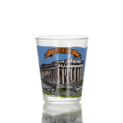 Transparent glass 6cm shot glass with Parthenon print, kitchen, raki, tsikoudia, shot glass Kitchen & glasses 1 - grifon.se 