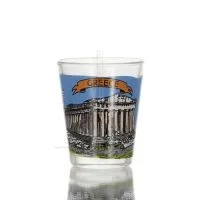 Transparent glass 6cm shot glass with Parthenon print, kitchen, raki, tsikoudia, shot glass Kitchen & glasses 1 - grifon.se 