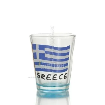 Σφηνάκι διαφανές γυάλινο μπλε 6εκ με στάμπα Σημαία, κουζίνας, ρακί, τσικουδιά, σφηνοπότηρο Κουζίνας κ υαλικά 1 - grifon.se 