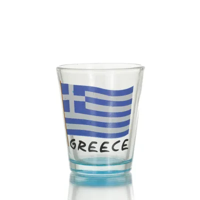 Klart glas blått 6 cm snapsglas med flaggtryck, kök, raki, tsikoudia, snapsglas Kök & glas 1 - grifon.se 