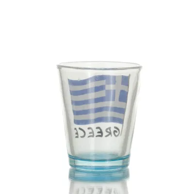 Klart glas blått 6 cm snapsglas med flaggtryck, kök, raki, tsikoudia, snapsglas Kök & glas 2 - grifon.se 