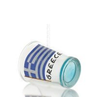 Clear glass blue 6cm shot glass with Flag print, kitchen, raki, tsikoudia, shot glass Kitchen & glasses 4 - grifon.se 
