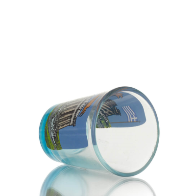 Clear glass blue 6cm shot glass with Parthenon print, kitchen, raki, tsikoudia, shot glass Kitchen & glasses 3 - grifon.se 