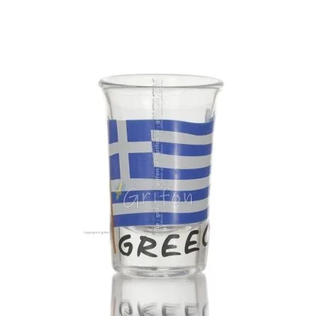 7 cm genomskinligt glas snapsglas med flaggtryck, kök, raki, tsikoudia, snapsglas Kök & glas 1 - grifon.se 