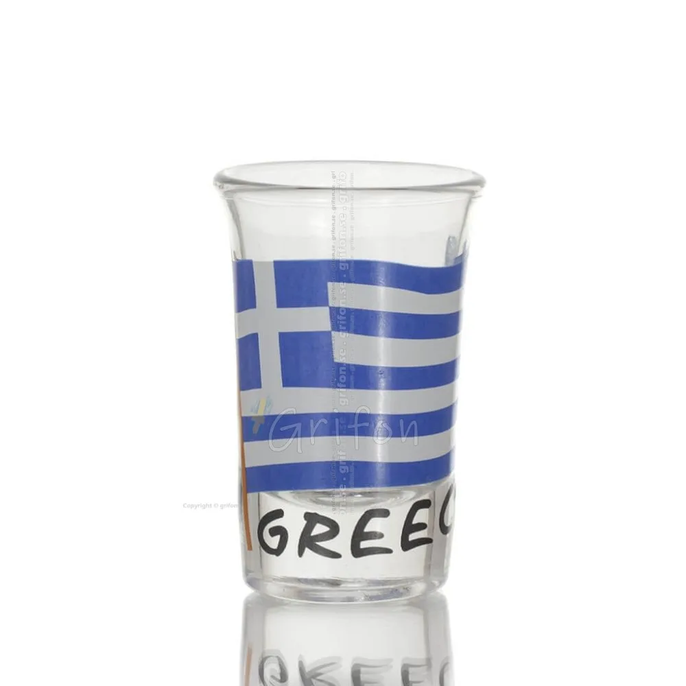 7cm transparent glass shot glass with Flag print, kitchen, raki, tsikoudia, shot glass Kitchen & glasses 1 - grifon.se 
