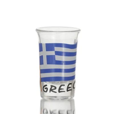 7cm transparent glass shot glass with Flag print, kitchen, raki, tsikoudia, shot glass Kitchen & glasses 1 - grifon.se 