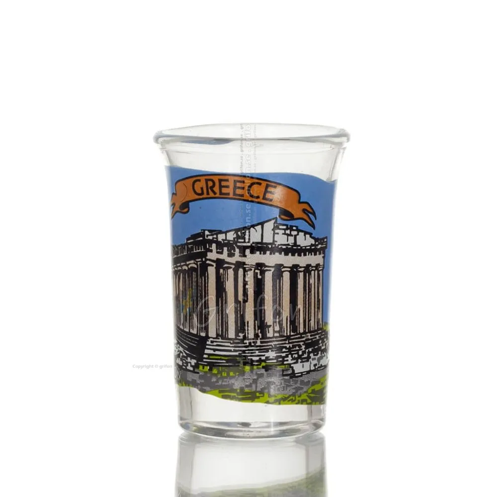 Transparent glas snapsglas 7cm med Parthenon tryck, kök, raki, tsikoudia, snapsglas Kök & glas 1 - grifon.se 
