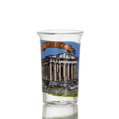 Transparent glass shot glass 7cm with Parthenon print, kitchen, raki, tsikoudia, shot glass Kitchen & glasses 1 - grifon.se 