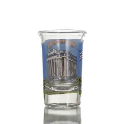 Transparent glas snapsglas 7cm med Parthenon tryck, kök, raki, tsikoudia, snapsglas Kök & glas 2 - grifon.se 