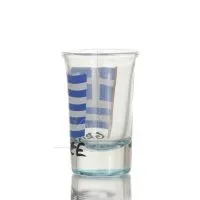 Klart glas blått 7 cm snapsglas med flaggtryck, kök, raki, tsikoudia, snapsglas Kök & glas 2 - grifon.se 
