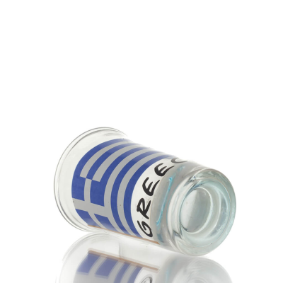 Clear glass blue 7cm shot glass with Flag print, kitchen, raki, tsikoudia, shot glass Kitchen & glasses 4 - grifon.se 