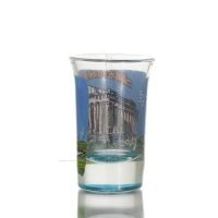 Clear glass blue 7cm shot glass with Parthenon print, kitchen, raki, tsikoudia, shot glass Kitchen & glasses 2 - grifon.se 