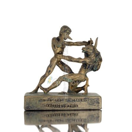 Theseus & Minotaur: The Last Battle of One, Minoan Civilization 11,5 cm Full Alabaster Statyette, Antika Grekland Polyester 1 -