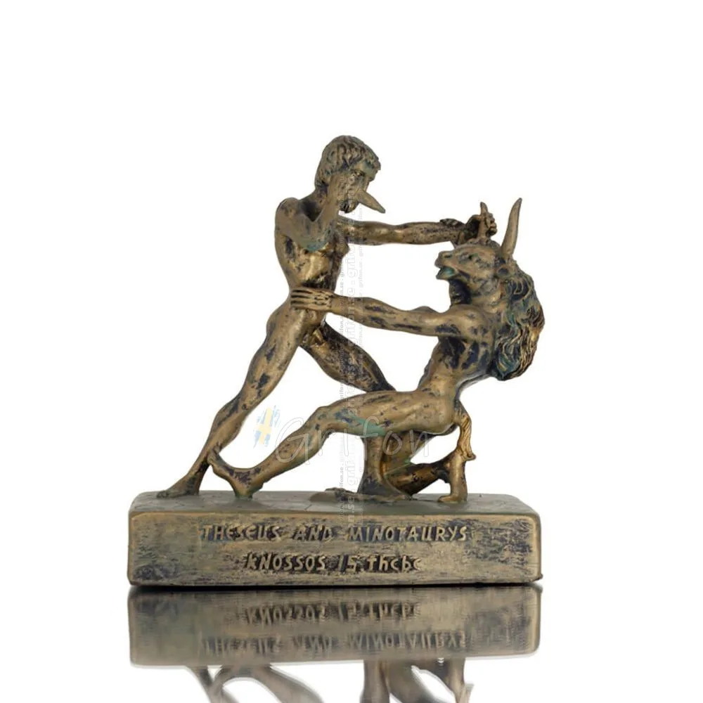 Theseus & Minotaur: The Last Battle of One, Minoan Civilization 11,5 cm Full Alabaster Statyette, Antika Grekland Polyester 1 - 