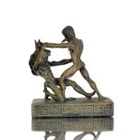 Theseus & Minotaur: The Last Battle of One, Minoan Civilization 11.5cm Full Alabaster Statuette, Ancient Greece Polyester 4 - gr