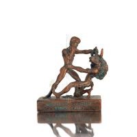 Theseus & Minotaur: The Last Battle of One, Minoan Civilization 16cm Full Alabaster Statyette, Antika Grekland Polyester 1 - gri