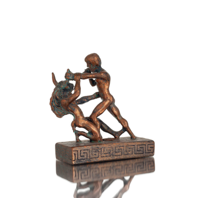 Theseus & Minotaur: The Last Battle of One, Minoan Civilization 16cm Full Alabaster Statuette, Ancient Greece Polyester 3 - grif