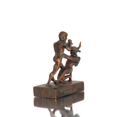 Theseus & Minotaur: The Last Battle of One, Minoan Civilization 16cm Full Alabaster Statyette, Antika Grekland Polyester 5 - gri