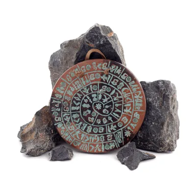 Phaistos Disc: The Unsolved Mystery, Hanging Large 13cm Alabaster, Minoan Culture, Wall Mounted, Ancient Greece Polyester 3 - gr