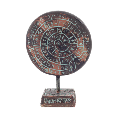 Δίσκος Φαιστού: Το άλυτο μυστήριο, με ανάγλυφη βάση 16εκ από αλάβαστρο, μινωικός πολιτισμός, αρχαία Ελλάδα Πολυεστερικά 1 - grif