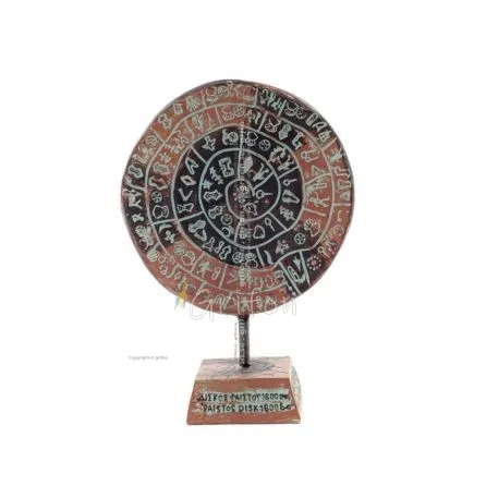 Phaistos Disc: The Unsolved Mystery, 19cm Alabaster Embossed Base, Minoan Civilization, Ancient Greece Polyester 1 - grifon.se 