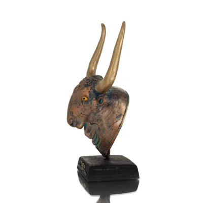 Minotaur: Drottning Pasiphaes son, Tjurhuvud, Tjurhuvud Byst, 19 cm alabaster, minoisk kultur Polyester 2 - grifon.se 