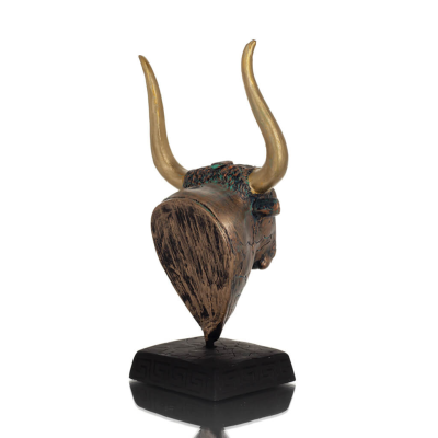 Μινώταυρος: Ο γιος της βασίλισσας Πασιφάη, Κεφαλή ταύρου, ταυροκεφαλή Προτομή, 19εκ από αλάβαστρο, μινωικός πολιτισμός Πολυεστερ