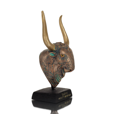 Minotaur: Drottning Pasiphaes son, Tjurhuvud, Tjurhuvud Byst, 19 cm alabaster, minoisk kultur Polyester 5 - grifon.se 